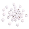 8mm matte white round wooden beads with center holes for DIY jewelry making - White