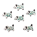 Set of six cute white ceramic dalmatian dog buttons with black spots for DIY jewelry - Green Spotted Dog Style (#05)