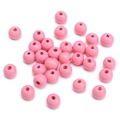 8mm matte pink painted wooden beads for DIY handmade bracelets and craft accessories - Deep Pink