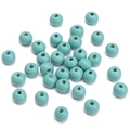 8mm light blue matte wooden beads with center holes for DIY bracelet and jewelry making - Teal