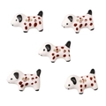 Five pieces of cute white ceramic puppy dog buttons with brown spots for DIY jewelry - Coffee Spotted Dog Style (#07)