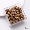 Round 8mm bamboo-joint patterned wooden beads for DIY bracelets in a clear storage box - Coconut Wood (8mm)