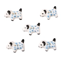 Five baroque style white dog ceramic beads with blue spots for DIY jewelry making - Sky Blue Spotted Dog Style (#08)