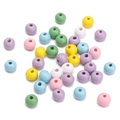 Mix of 8mm macaron color wooden round beads with holes for DIY jewelry making and crafts - Macaron Mixed Colors
