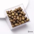 Brown 8mm wooden beads with natural grain texture in a storage box for DIY jewelry - Green Sandalwood (8mm)