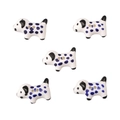 Set of 5 cute white dog ceramic buttons with blue spots for DIY jewelry and accessories - Royal Blue Spotted Dog Style (#09)