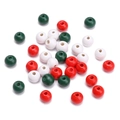 8mm red, green, and white painted wooden round beads for Christmas DIY jewelry making - Christmas Colors