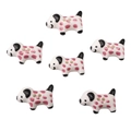 Baroque cute dog ceramic beads for DIY rings and bracelets set of 6 white puppies - Pink Spotted Dog Style (#10)