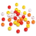 Mix of 8mm red yellow orange and white painted wooden round beads for DIY jewelry - Fruitful Mix