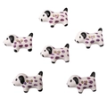 Set of 6 cute white and purple spotted dog-shaped ceramic beads for DIY jewelry making - Purple Spotted Dog Style (#11)