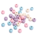 8mm macaron colored wooden beads for DIY jewelry making in pink, purple and blue - Crystal Love Mix