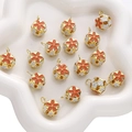 14mm-18mm gold hollow cloisonne flower bell charms with red petals for DIY jewelry making - 5 Pieces / 14mm / Orange