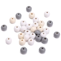 8mm natural wood beads in white, grey, and beige for DIY jewelry making and crafts - Spring Snow Mix