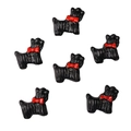 Baroque style Scottie dog ceramic buttons with red bows for DIY jewelry making - Black Dog with Red Bow Style (#13)