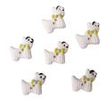 Baroque style white ceramic terrier dog buttons with double holes for DIY jewelry making - White Dog with Blue Bow Style (#14)
