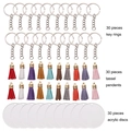 DIY Schlüsselanhänger-Set mit 30 Ringen, 30 bunten Quasten und runden Acrylplatten - DIY Schlüsselanhänger Material Kit