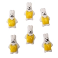Baroque style cute white rabbit ceramic beads with yellow aprons for DIY jewelry - Rabbit in Yellow Dress Style (#15)