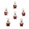 Cute white ceramic rabbit buttons for DIY jewelry making in a set of six pieces - Rabbit in Coffee Dress Style (#18)