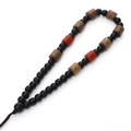 Cordón trenzado a mano con cuentas de madera de wengué y detalles negros para colgantes - Estilo #03 (12-14cm)