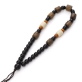 Cordón de madera de wengué con cuentas negras pulidas y cuerda trenzada para dijes - Estilo #04 (12-14cm)