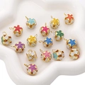 Colorful 14-18mm hollow cloisonné floral bell charms for DIY jewelry making - 10 Pieces Pack / 14mm / Random Mixed Colors
