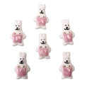 Baroque style cute white rabbit ceramic beads for DIY jewelry making set of six - Rabbit in Pink Dress Style (#21)