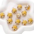 14mm golden hollow cloisonne floral bell charm for DIY jewelry and phone chains - 5 Pieces / 18mm / Gold Yellow