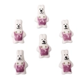 Baroque style white ceramic dog-shaped beads with purple glaze accents for DIY jewelry - Rabbit in Purple Dress Style (#22)