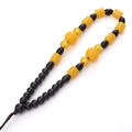 Handwoven black and yellow beaded lanyard for wooden handles with polished finish - Style #09 (12-14cm)