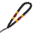 Handwoven beaded lanyard with black, yellow, and red beads for traditional pendants - Style #10 (12-14cm)