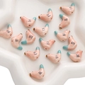 Handbemalte Keramikperlen in Vogelform in Rosa und Blau für DIY-Schmuckherstellung - 20x14mm (1 Stück/Packung) / Rosa mit grünem Schwanz