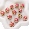 14mm pink and white floral cloisonne bell pendants for DIY jewelry making - 5 Pieces / 18mm / Rose Red
