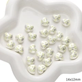Matte silver heart-shaped beads with yellow-green bow prints, 14x12mm DIY jewelry charms - Bowknot Heart (14x12mm)