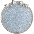 Irisierende 4mm Glasperlen mit AB-Effekt auf einem silbernen Vintage-Teller präsentiert - 4mm, 10g/Packung (ca. 110 Stück) / Blau-Serie