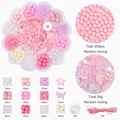 DIY kralenset in pruimenbloesemdoos met roze en witte acryl kralen en strikjes - 1 doos / Roze Zoete Prinses