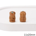 Exquisite 11x20mm hand-carved wood Buddha beads with red and blue inlaid stones - Zhajila Mu (11x20mm, 1 Piece/Pack)