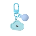 Llavero de nube azul claro en resina con cara sonriente y bola mate color púrpura - Forma de Nube (FKY104) / Azul