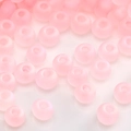 Pink frosted craft beads with holes for DIY handmade necklaces and bracelets - Style #03 / 3mm (10g/Pack, approx 220 Pieces) / Soft Pink Frosted
