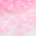 Light pink frosted glass beads with central hole for DIY jewelry making and crafts - Light Pink Translucent Frosted