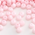 Flat round light pink beads with glossy finish for DIY jewelry and necklaces - Light Pink Glossy