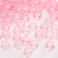 Pink translucent glass beads for DIY jewelry with smooth finish and central drill hole - Pink Transparent Smooth