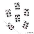 Handmade panda ceramic beads 12x18mm for DIY jewelry making and bracelet supplies - Black And White Panda Style (BCD030-01) / 1 Piece Pack