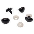 Zwarte veiligheidsogen met schroefdraad en witte ringen voor DIY knuffels - 20 Paren (14x18mm) / Zwart