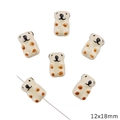 Cute puppy shaped ceramic beads 12x18mm with brown spots for DIY bracelet making - Beige Bear Style (BCD030-02) / 1 Piece Pack