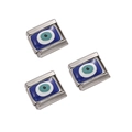 Tre maglie charm italiane con occhio blu realizzate in acciaio inossidabile lucido - Occhio del male / 1 Pezzo (Lunghezza circa 1cm)