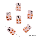 Pink ceramic animal bead 12x18mm with orange spots for DIY handmade jewelry crafts - Pink Bear Style (BCD030-03) / 1 Piece Pack