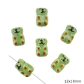 Green ceramic bear bead 12x18mm for DIY jewelry making and handmade bracelets - Green Bear Style (BCD030-04) / 1 Piece Pack