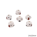 Cute hand-painted white dog ceramic beads for DIY jewelry making, size 14x10mm - White Dog Head Style (BCD030-18) / 1 Piece Pack