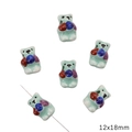 Light blue ceramic bear bead 12x18mm with glossy finish for DIY handmade jewelry - Blue Green Fruit Bear Style (BCD030-09) / 1 Piece Pack