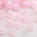 Pink iridescent translucent beads for DIY jewelry making with smooth pearlescent finish - Light Pink Iridescent Pearl Luster